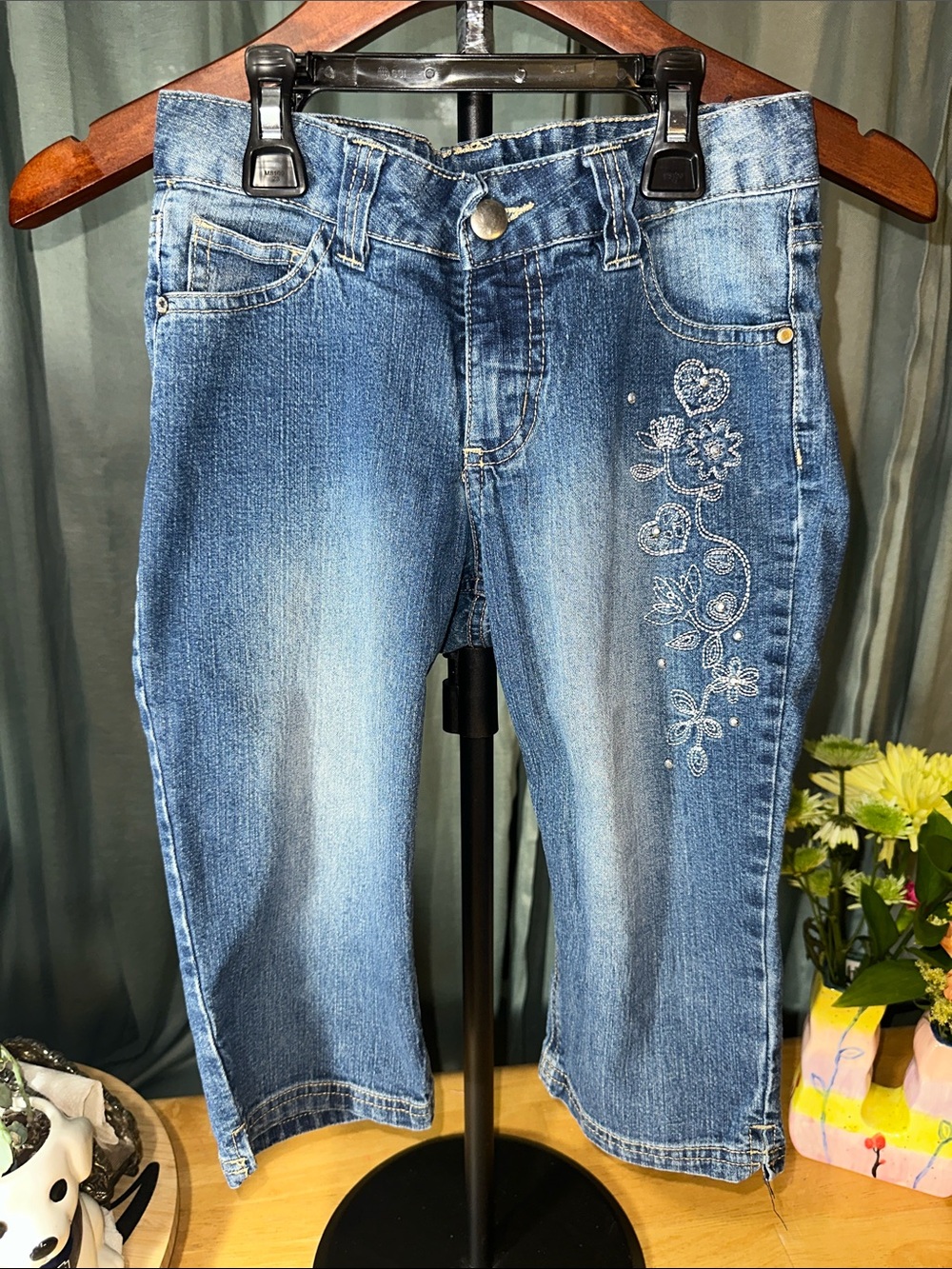 Faded Glory Dark Blue Kids Denim Capri Jeans B302